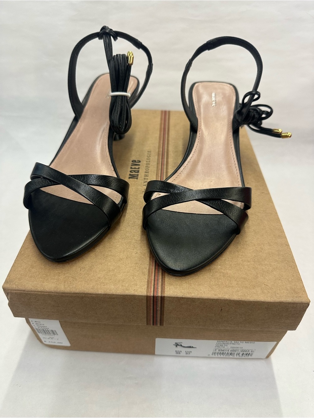New Maeve Anthropologie Black Women's Ankle-Tie Strappy Sandals Women’s Eur 37